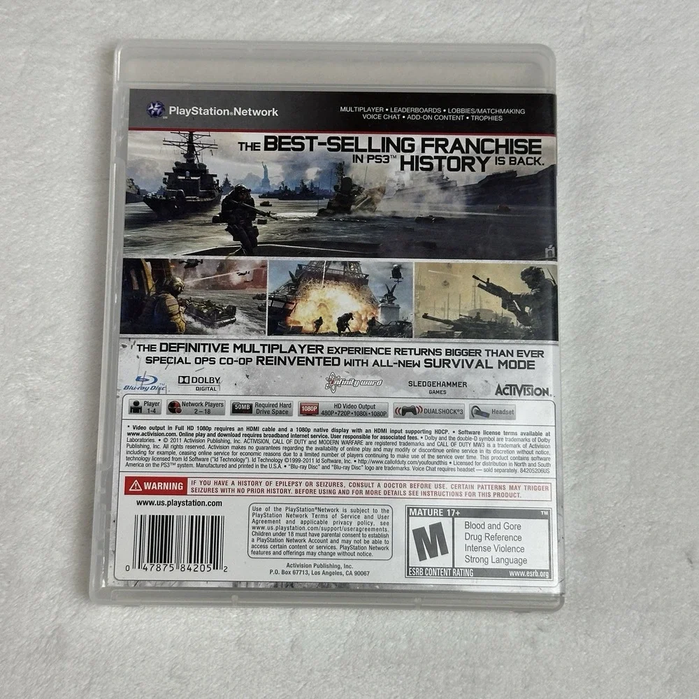 Call of Duty: Modern‎ Warfare 3 Sony PlayStation 3, 2011 Complete in Box